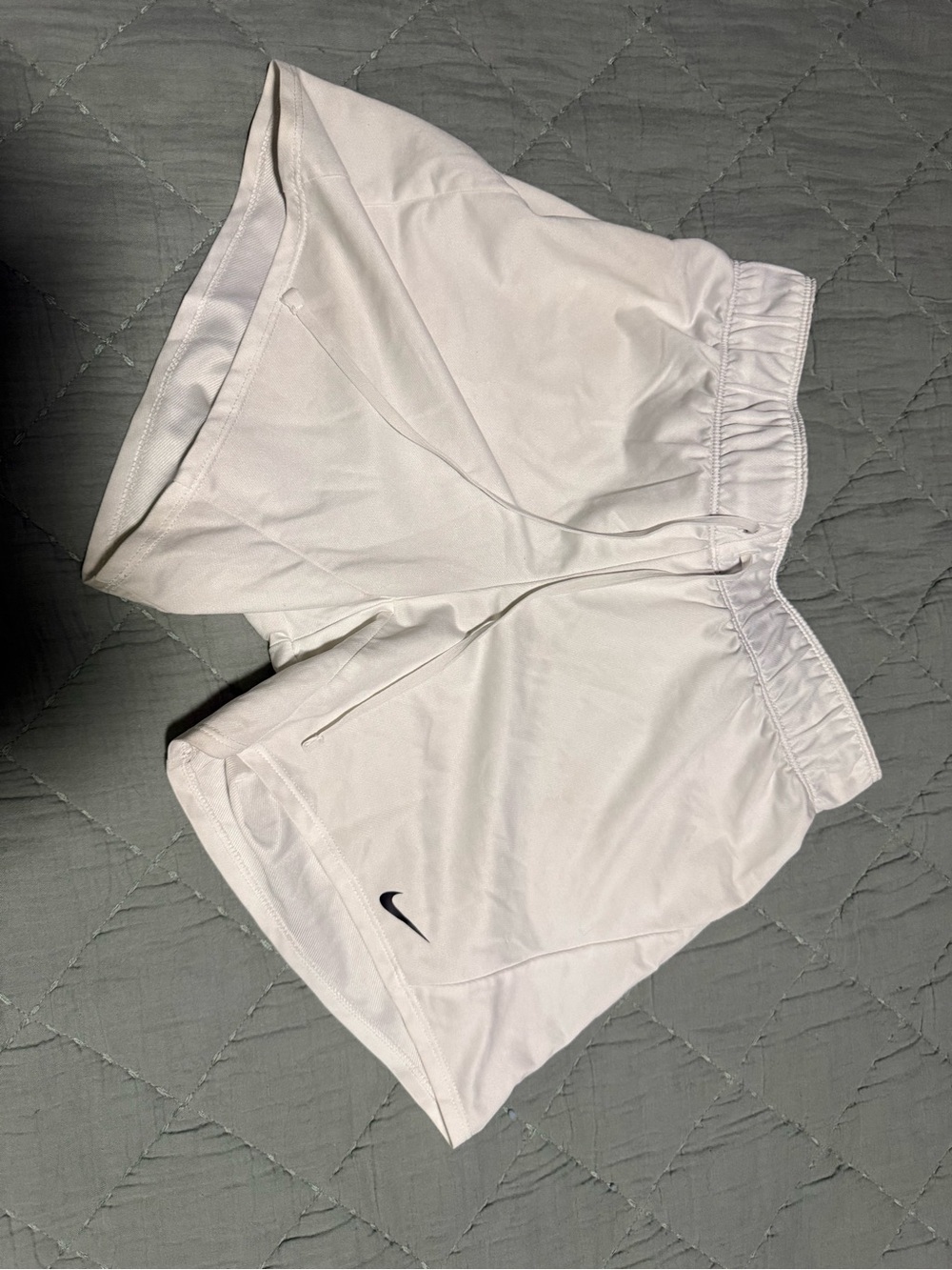 Nike White Women’s Athletic Shorts with Black Swoosh